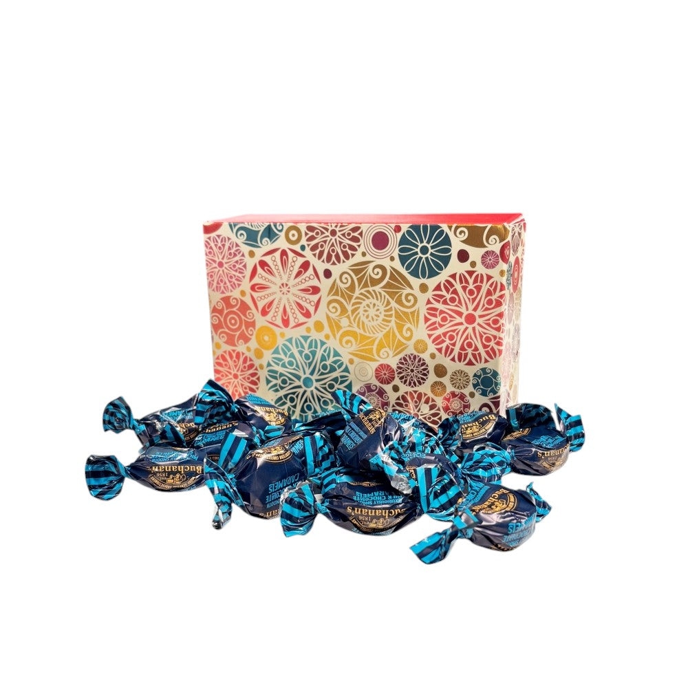 250g Rectangular Patterned Box of Buchanans Milk Chocolate Caramel Toffees