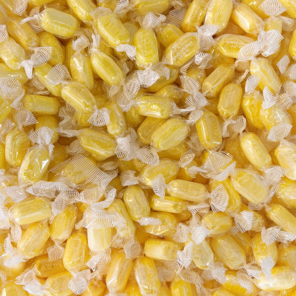 300g Square Window Ivory White Pattern Box of Sherbet Lemon Sweets