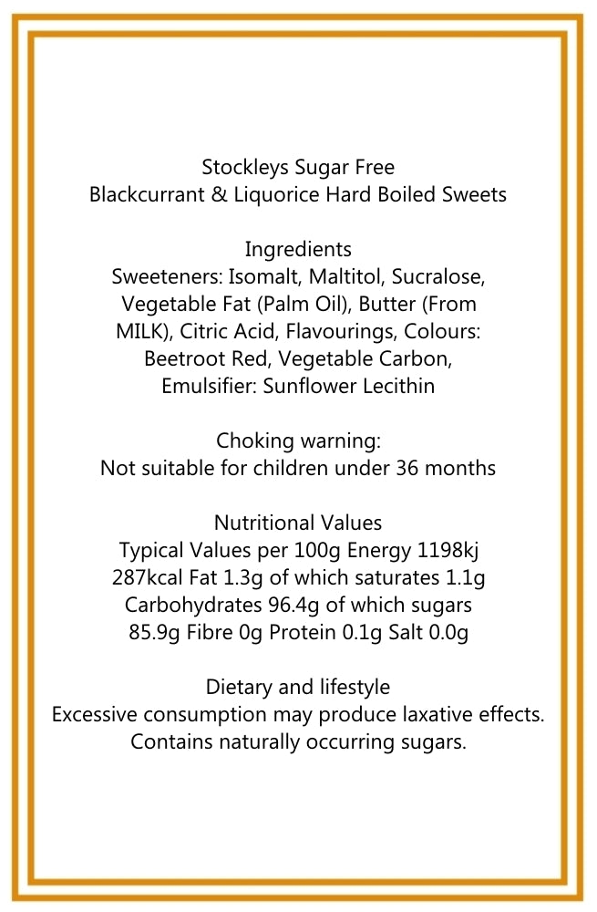 250g Cotton Bag of Sugar Free Blackcurrant and Liquorice