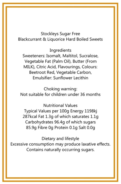 250g Cotton Bag of Sugar Free Blackcurrant and Liquorice