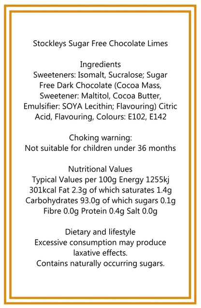 200g Tube of Sugar Free Chocolate Limes Sweets