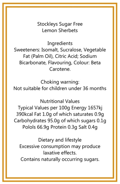 250g Cotton Bag of Sugar Free Sherbet Lemons