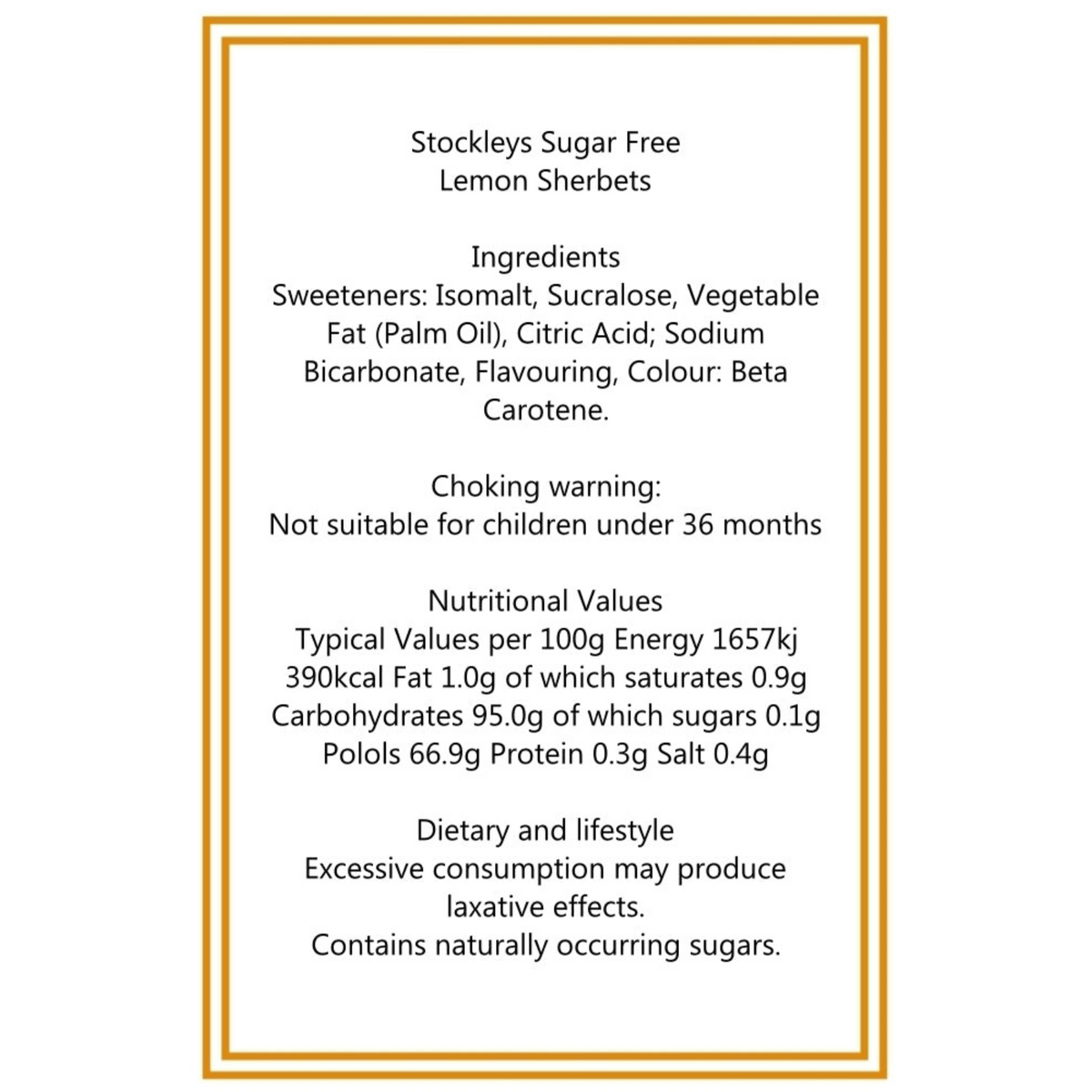 250g Cotton Bag of Sugar Free Sherbet Lemons