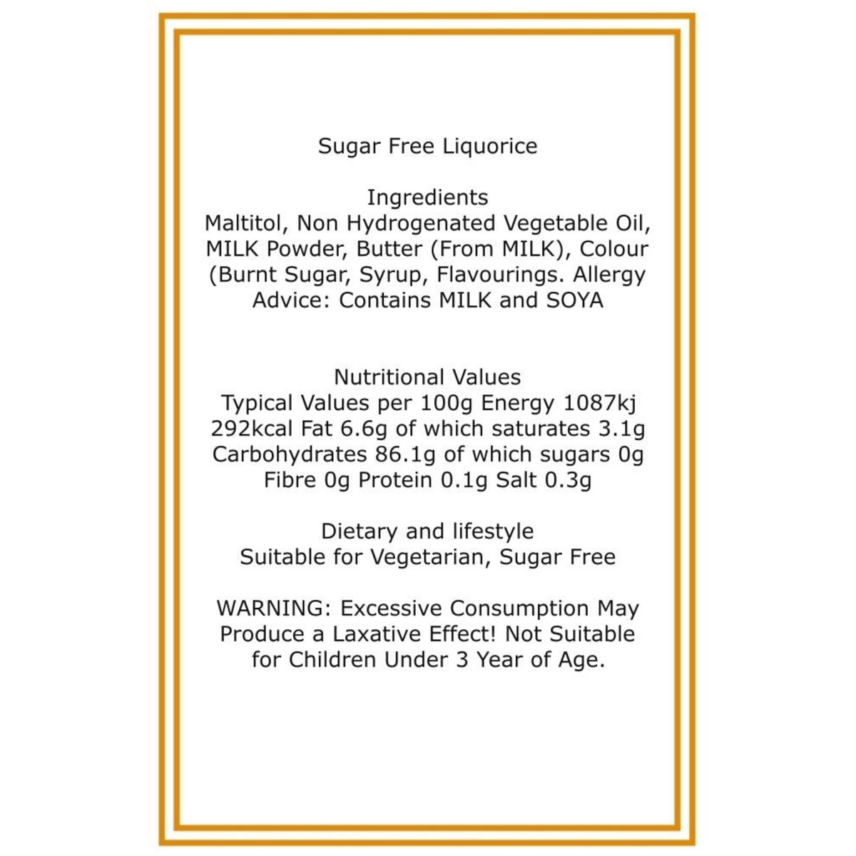 250g Cotton Bag of Sugar Free Liquorice Toffee
