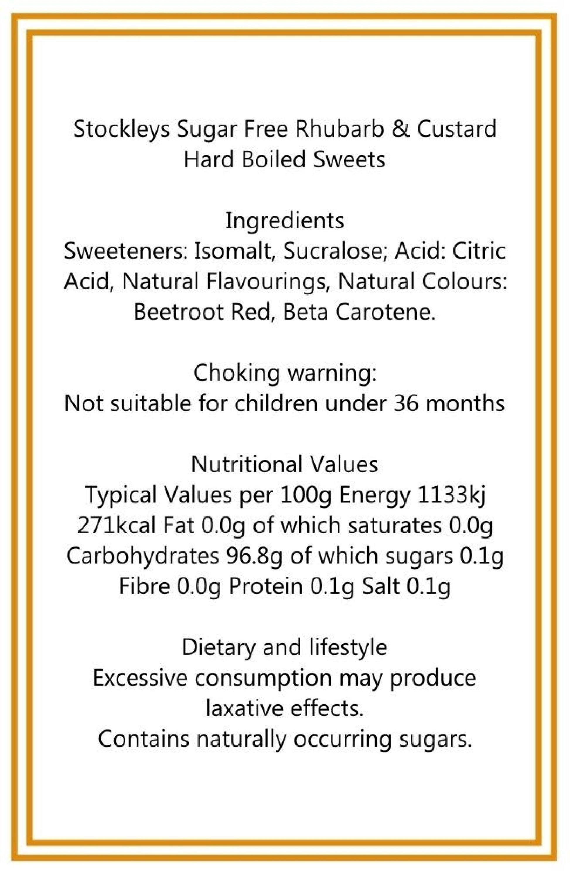 300g Square Window Pattern Box of Sugar Free Rhubarb and Custard