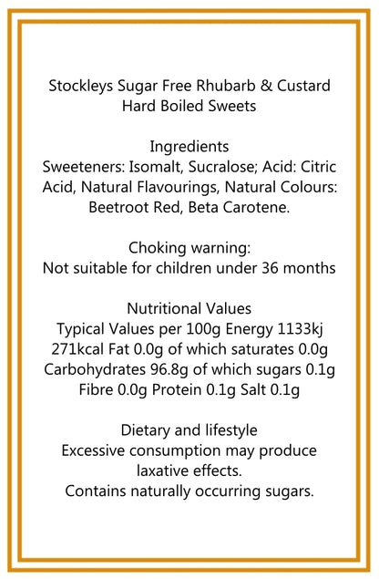 300g Square Window Ivory White Pattern Box of Sugar Free Rhubarb and Custard