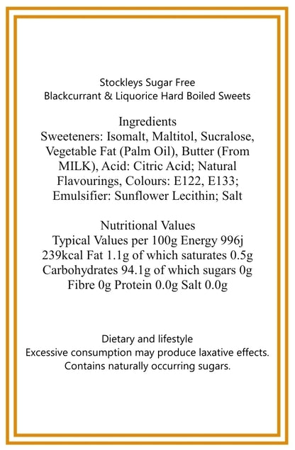 350g Rectangular Patterned Box of Sugar Free Blackcurrant and Liquorice