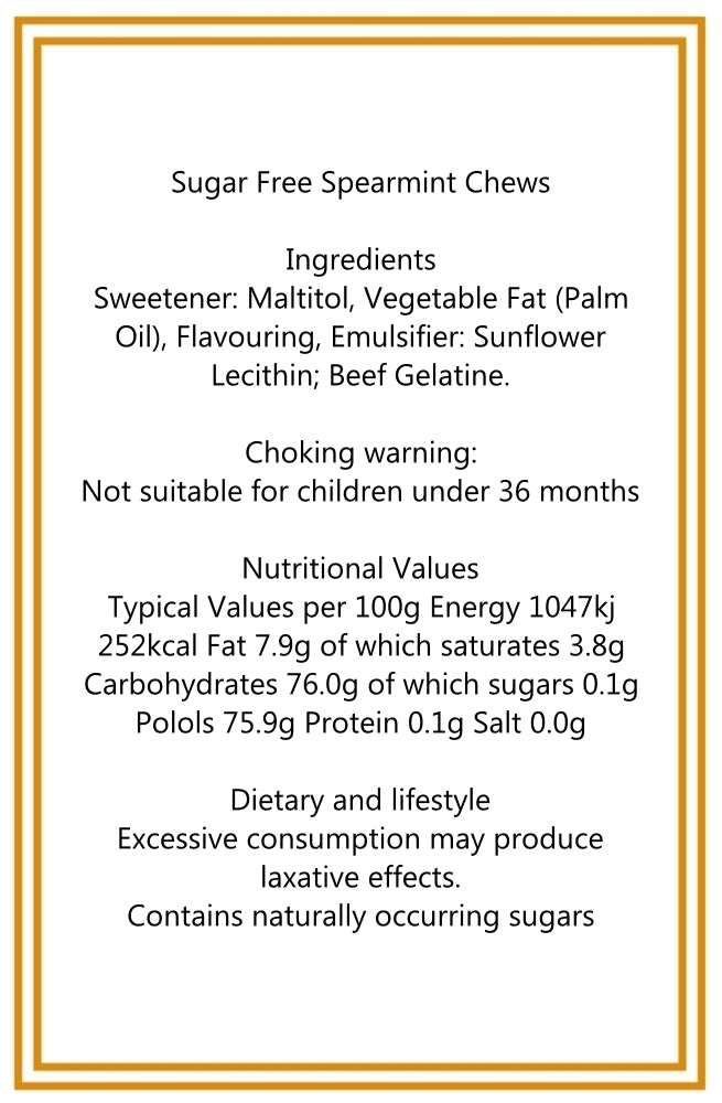 300g Square Box of Sugar Free Spearmint Chews