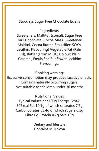 250g Cotton Bag of Sugar Free Chocolate Eclairs