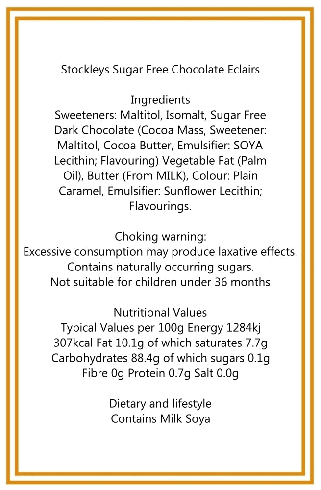 300g Square Window Pattern Box of Sugar Free Chocolate Eclairs