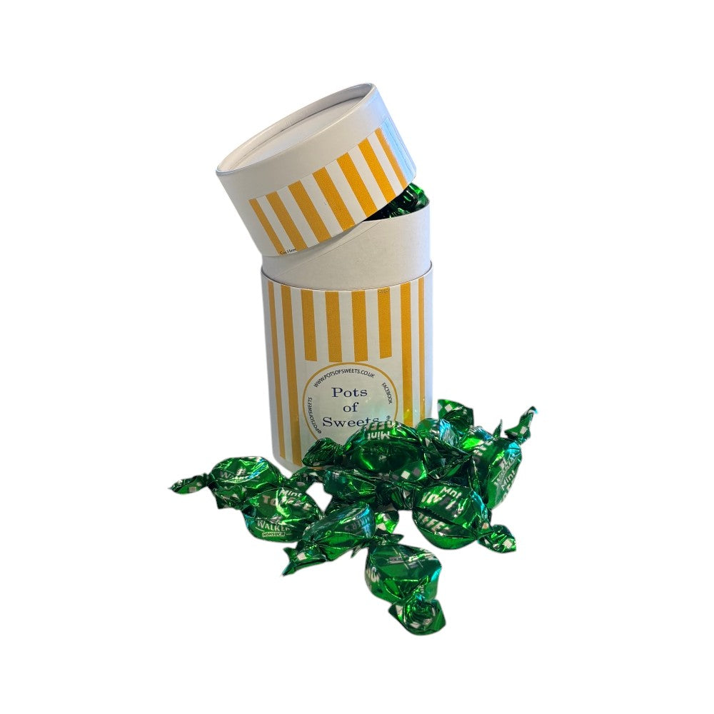 200g White Cardboard Tube of Walkers Mint Toffee