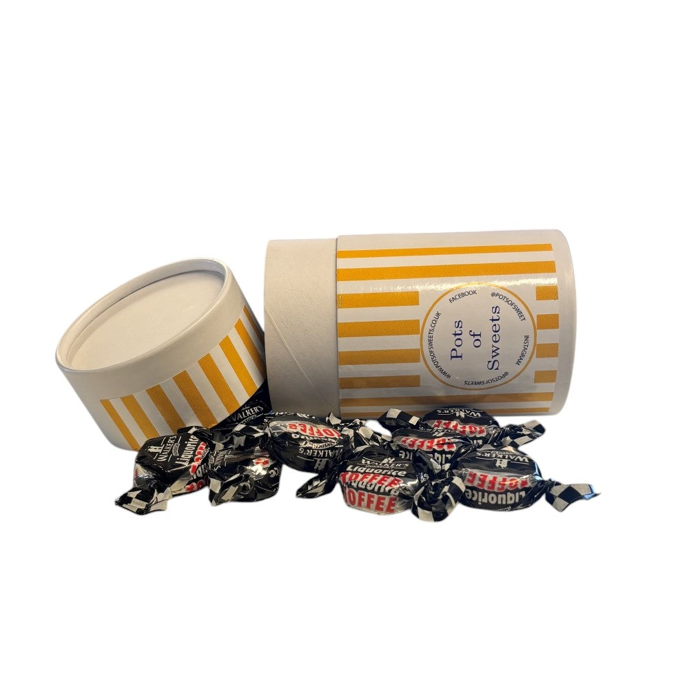 200g White Cardboard Tube of Walkers Liquorice Toffee