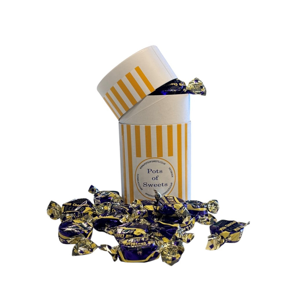 200g White Cardboard Tube of Walkers Milk Chocolate Eclairs