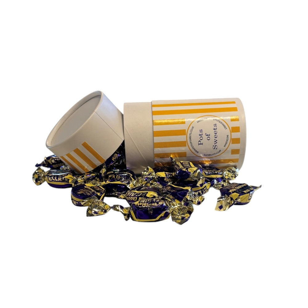 200g White Cardboard Tube of Walkers Milk Chocolate Eclairs