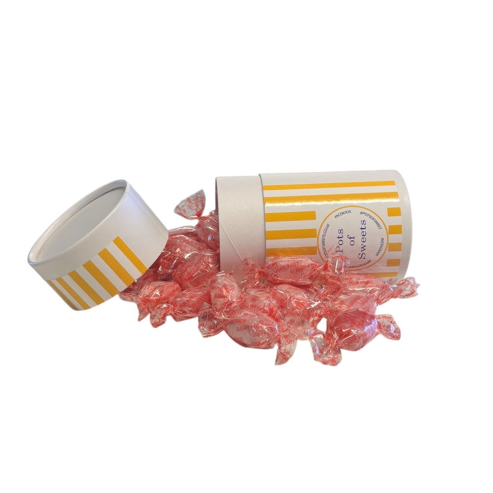 250g White Cardboard Tube of Sugar Free Strawberry Sherbets Sweets