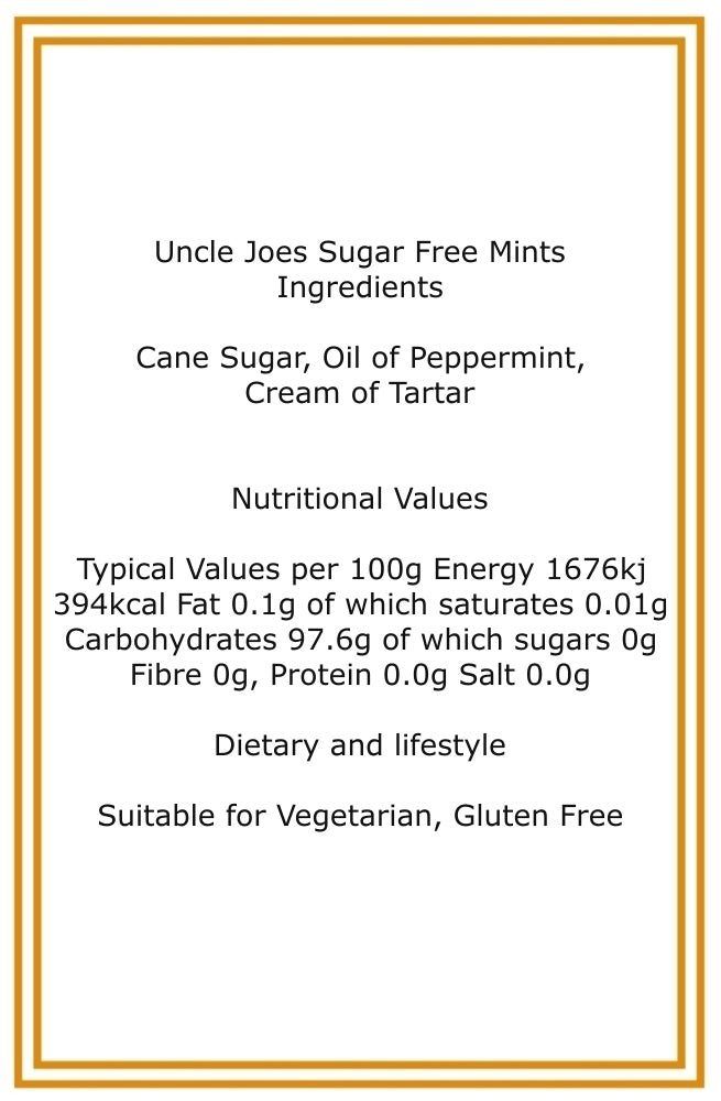 300g Square Window Pattern Box of Uncle Joes Sugar Free Mints