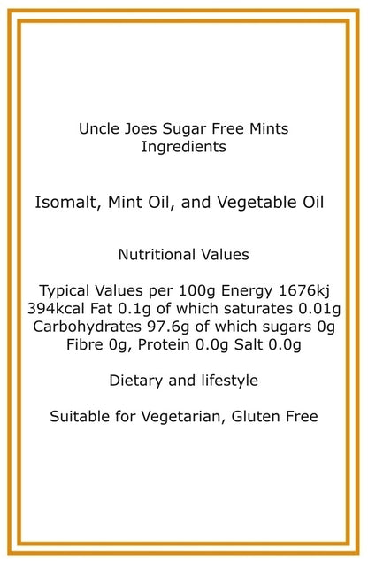 300g Square Window Ivory White Pattern Box of Uncle Joes Sugar Free Mints