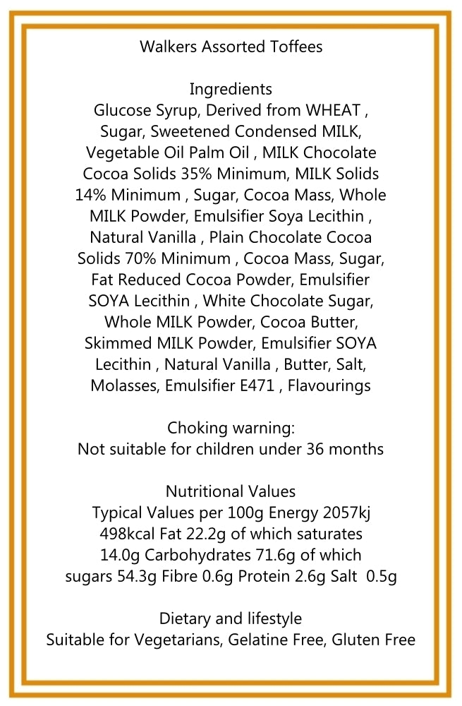 250g Rectangular Box Pattern of Walkers Assorted Toffees