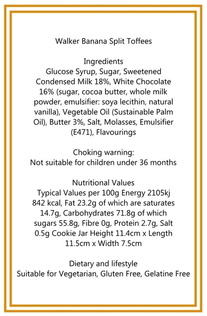 250g Cotton Bag of Walkers Banana Eclairs Toffee