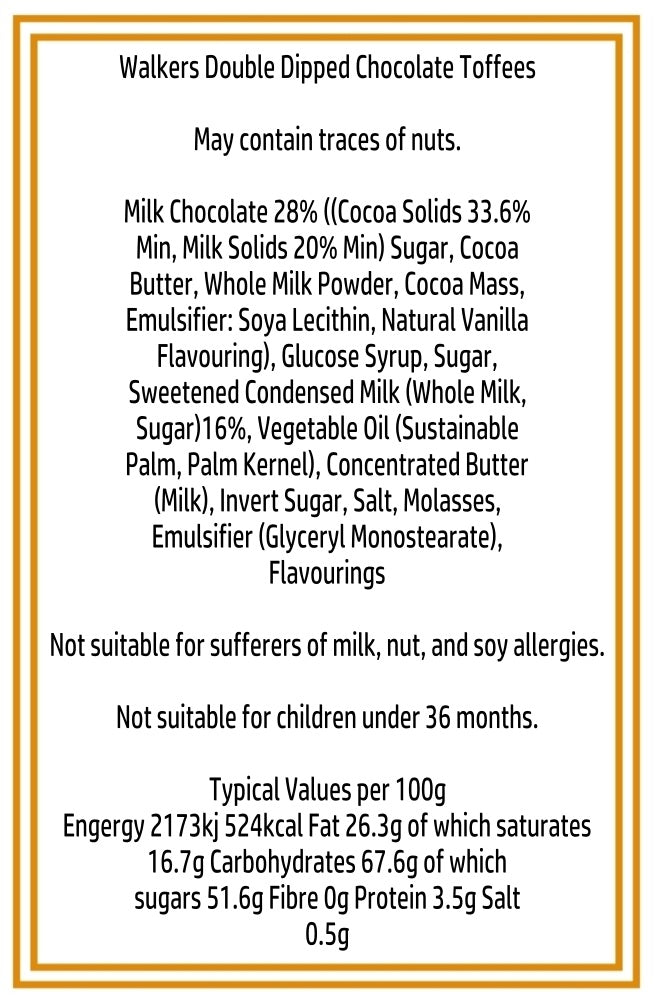 250g Pouch of Walkers Double Dipped Chocolate Toffee