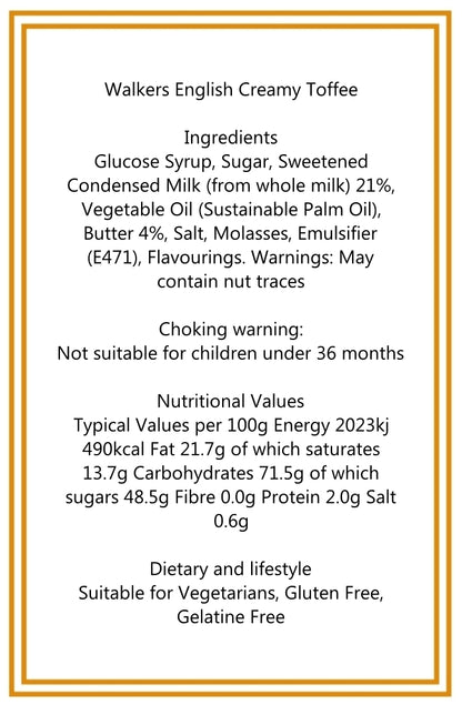 250g Cotton Bag of Walkers English Creamy Toffee