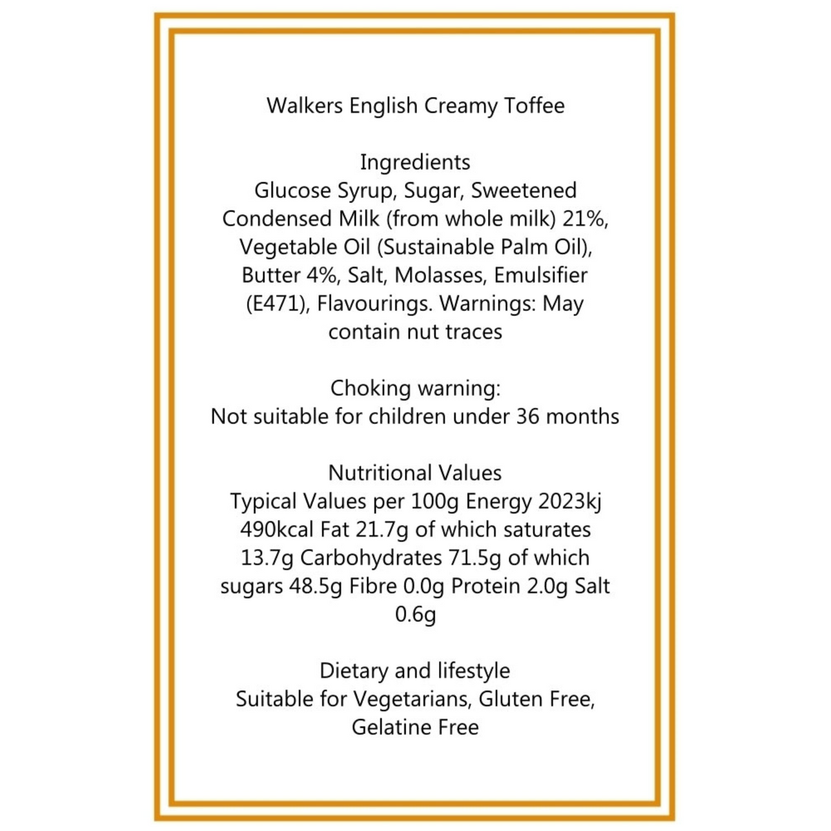 350g Rectangular Patterned Box of Walkers English Creamy Toffee