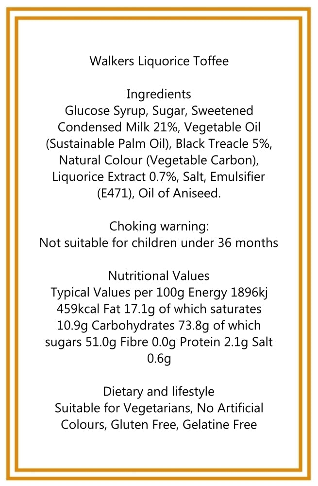 300g Square Window Pattern Box of Walkers Liquorice Toffee