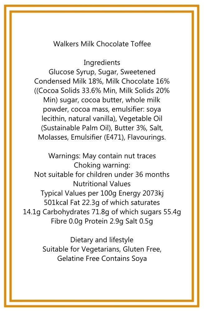 300g Square Window Pattern Box of Walkers Milk Chocolate Toffee