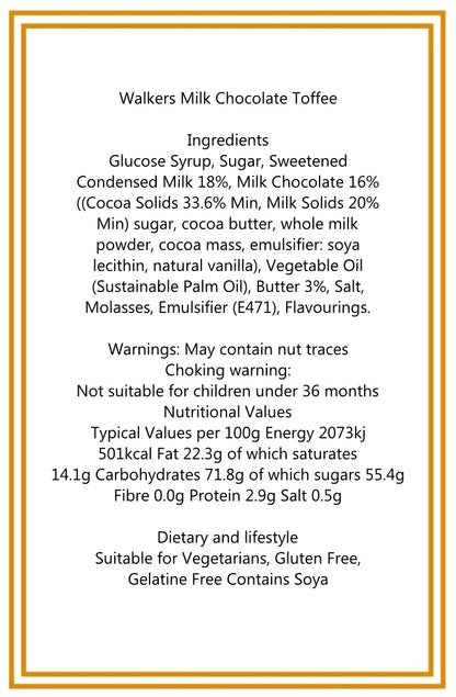 250g Cotton Bag of Walkers Milk Chocolate Toffee