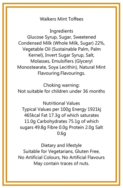 250g Cotton Bag of Walkers Mint Toffee