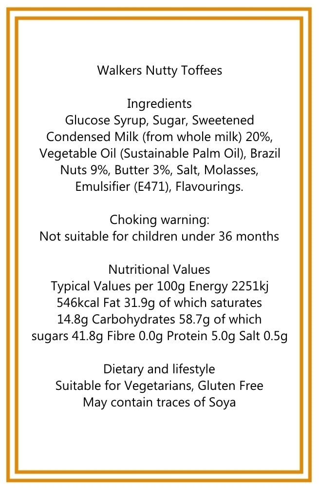 250g Cotton Bag of Walkers Nutty Brazil Toffee