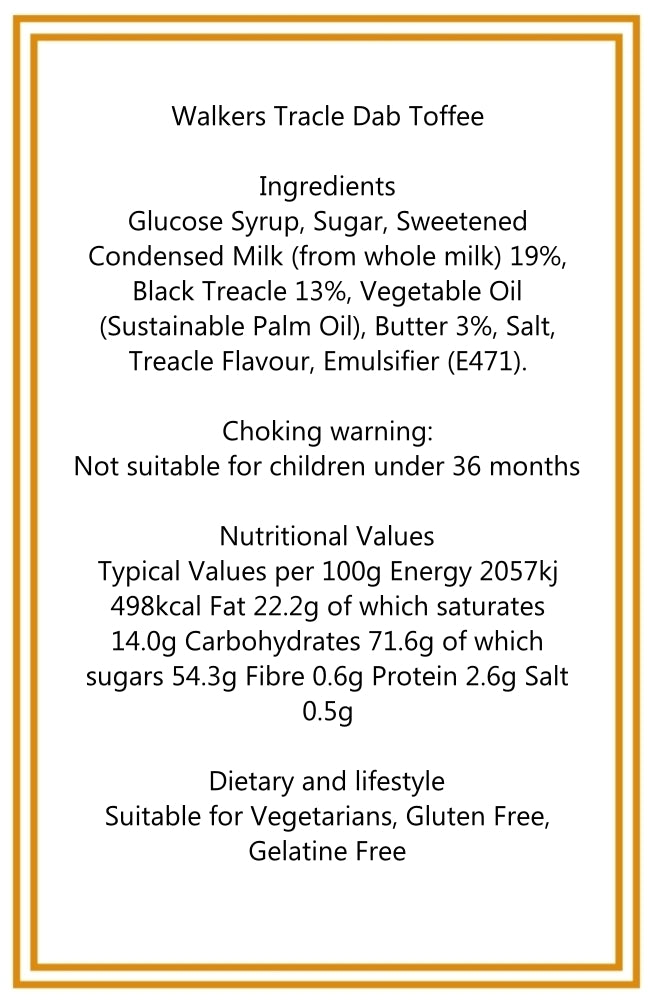 250g Cotton Bag of Walkers Treacle Dabs Toffee