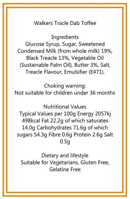 250g Cotton Bag of Walkers Treacle Dabs Toffee