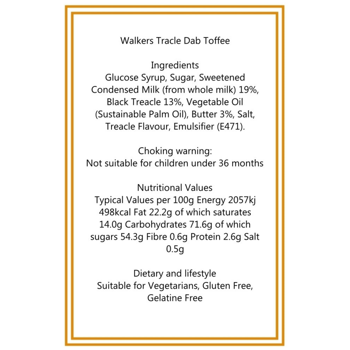 250g Cotton Bag of Walkers Treacle Dabs Toffee