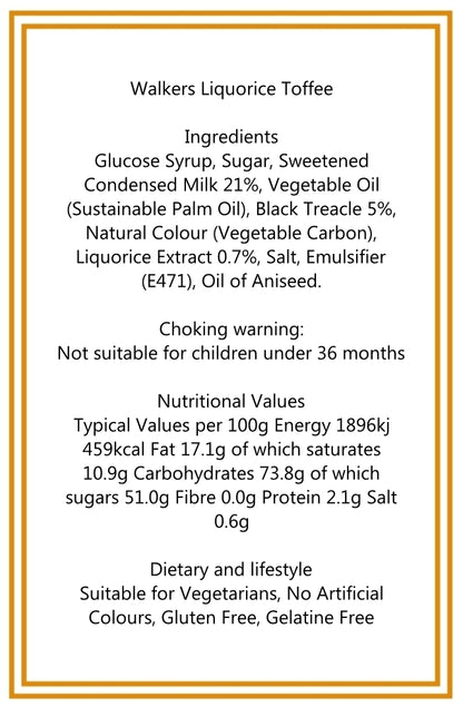 300g Square Box of Walkers Liquorice Toffee