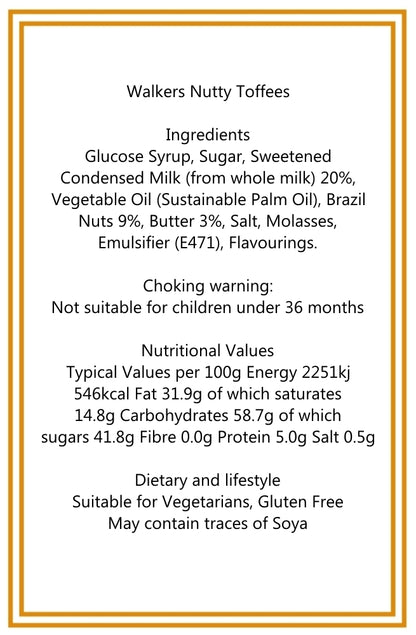 300g Square Box of Walker Nutty Brazil Toffee