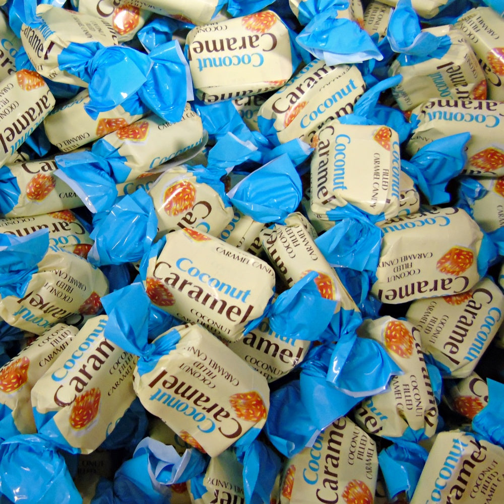 300g Square Window Box of YUMMYs Coconut Caramel Chews