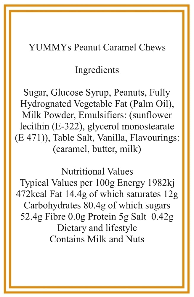 200g Tube of YUMMYs Peanut Caramel Chews