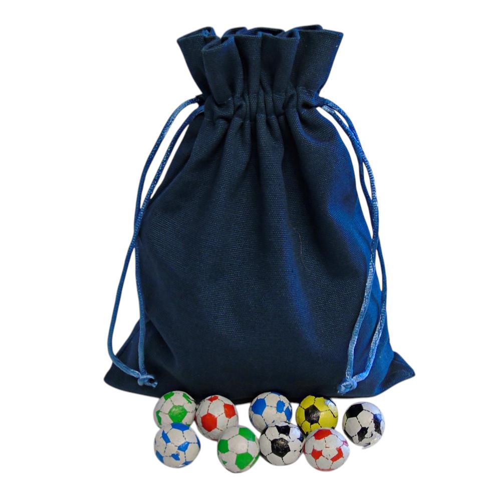 250g Cotton Bag of Individually Wrapped Chocolate Flavoured Footballs