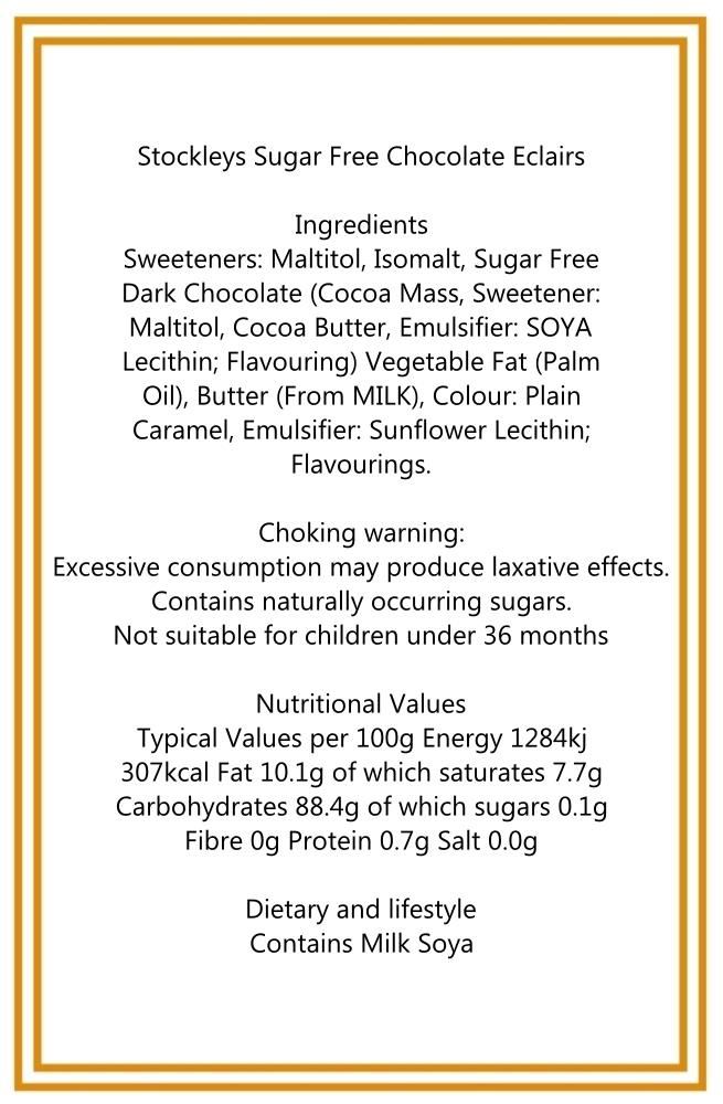 350g Rectangular Box of Sugar Free Chocolate Eclairs