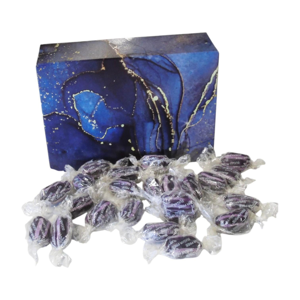 350g Rectangular Box of Sugar Free Blackcurrant and Liquorice