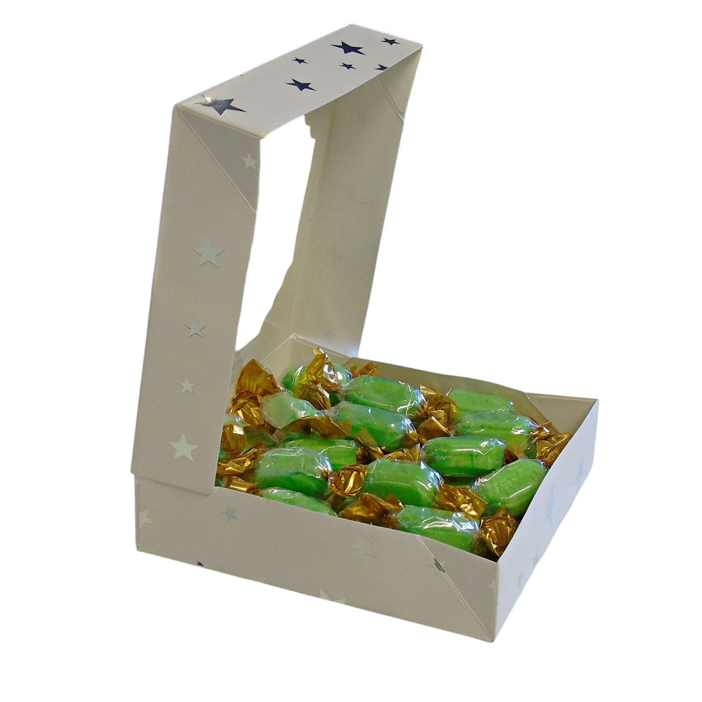 300g Square Window Pattern Box of Hard Boiled Chocolate Limes Sweets