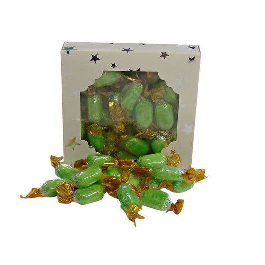 300g Square Window Pattern Box of Hard Boiled Chocolate Limes Sweets