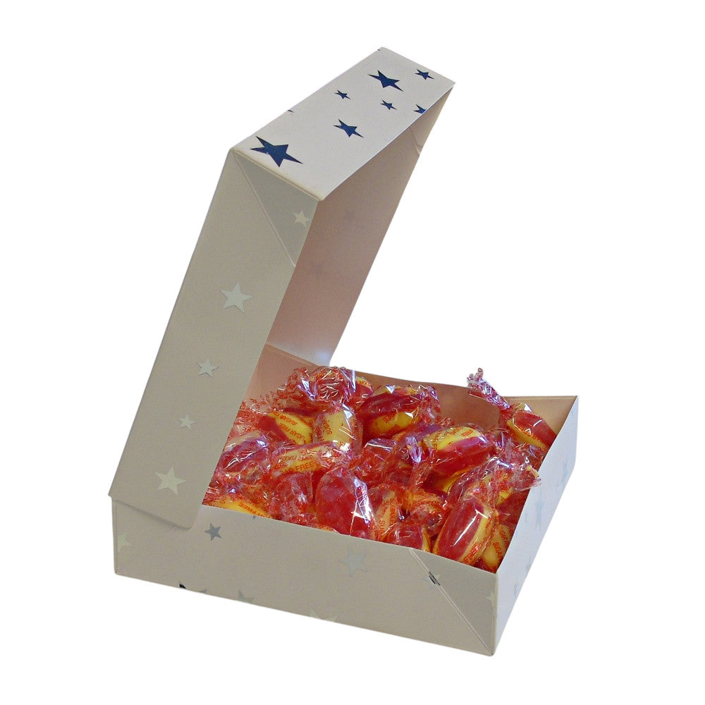 300g Square Window Pattern Box of Sugar Free Rhubarb and Custard