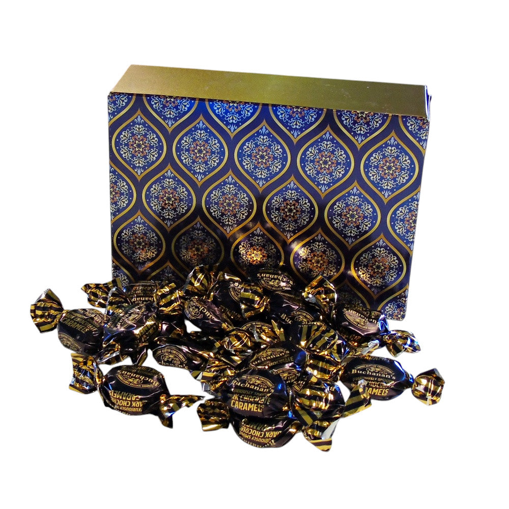 350g Rectangular Patterned Box of Buchanans Chocolate Caramel Toffees