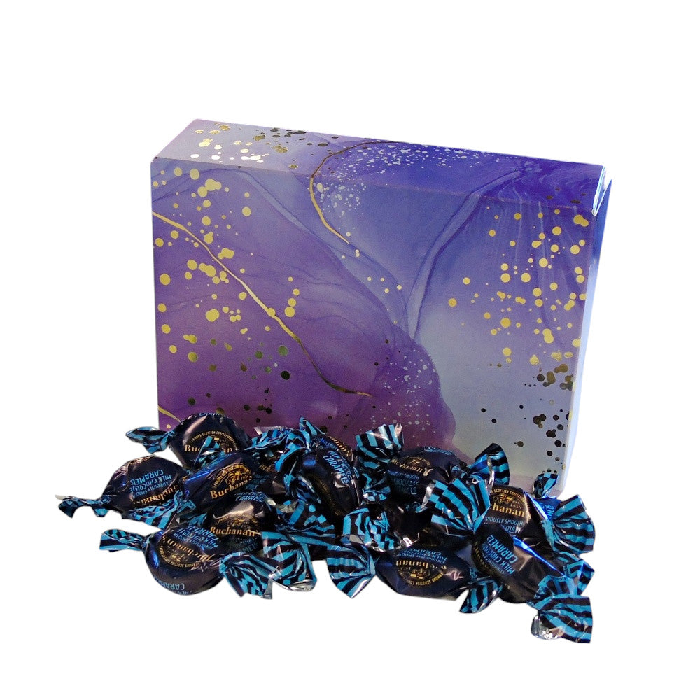 350g Rectangular Patterned Box of Buchanans Milk Chocolate Caramel Toffees