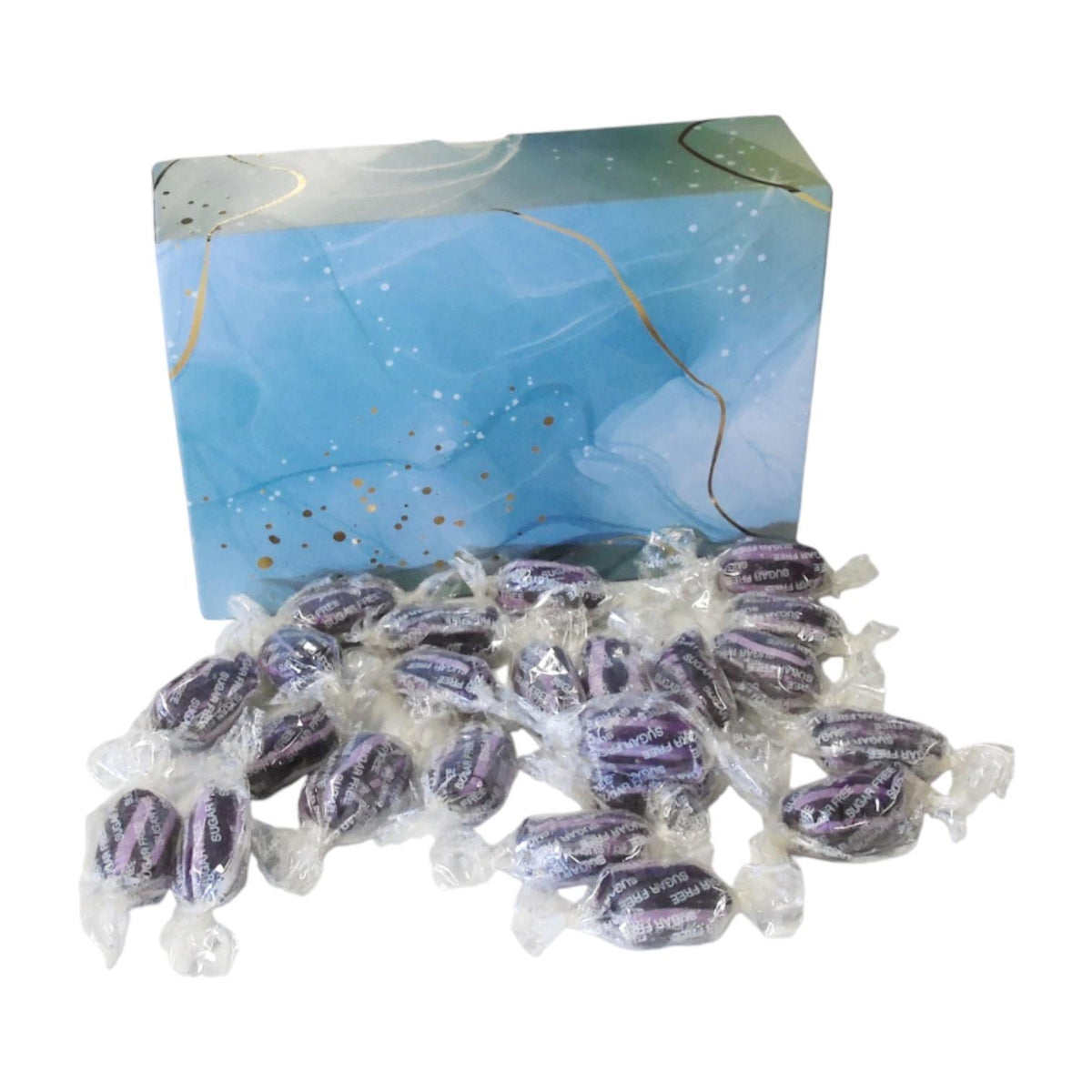 350g Rectangular Box of Sugar Free Blackcurrant and Liquorice