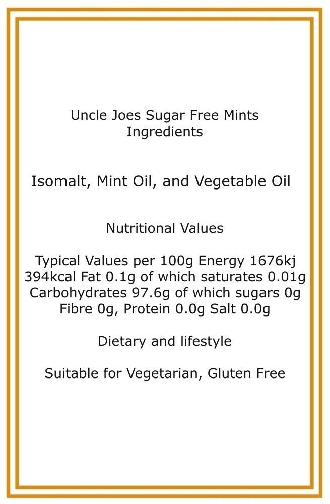 350g Rectangular Box of Uncle Joes Sugar Free Mints