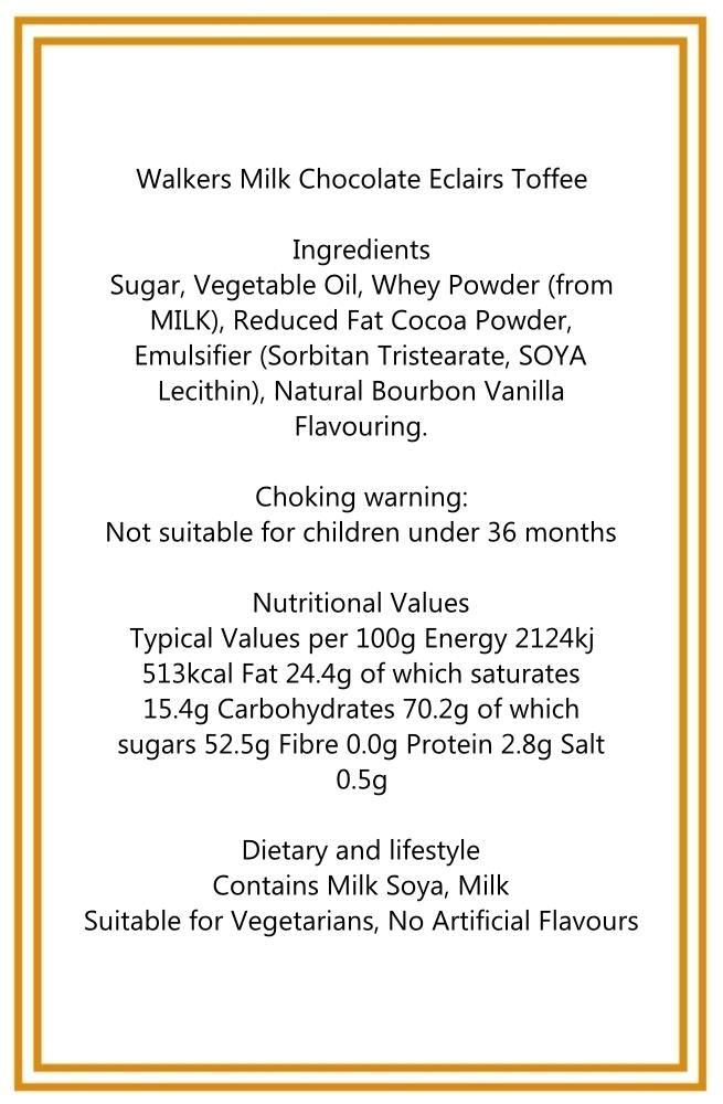 350g Rectangular Box of Walkers Milk Chocolate Eclairs