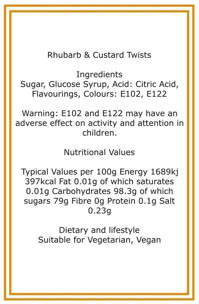 350g Rectangular Box of Rhubarb & Custard Twists